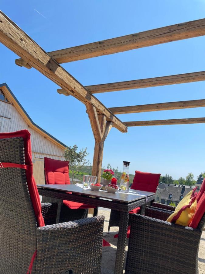 Chalet-Ferienwohnung Giebeltraum, 115 Qm, Wellness/Fitness/Sauna - Bergroedelhof Feilitzsch ภายนอก รูปภาพ